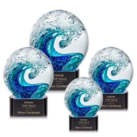 The magnificent Surfside Artglass award features a beautiful crashing blue...