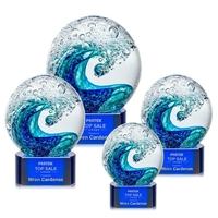 The magnificent Surfside Artglass award features a beautiful crashing blue...
