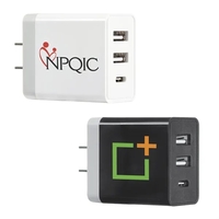 3 port USB-A and USB-C compatible power adapter for charging smartphones......