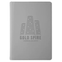 Smooth stitched wraparound covers. Built-in busn card pocket and pen...