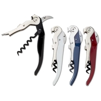 Spring-loaded, waiter's corkscrew that features a hinged first lever.... from...