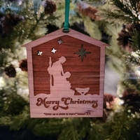 Custom Engraved Hardwood Nativity Ornament