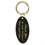 1.25" x 2.5" Black Oval Brass Keychain