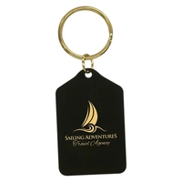 1.5" x 2.5" Black Tablet Brass Keychain
