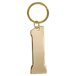 .75" x 2.75" Gold #1 Brass Keychain