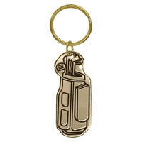 1" x 2.5" Gold Golf Bag Brass Keychain