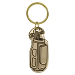 1" x 2.5" Gold Golf Bag Brass Keychain