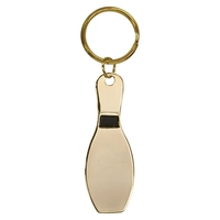 1" x 3" Gold Bowling Pin Brass Keychain