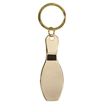 1" x 3" Gold Bowling Pin Brass Keychain