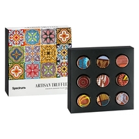 9 Piece Artistan Truffle Box with Dark Raspberry, Milk Hazelnut, Milk... from...