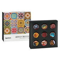 9 Piece Artistan Truffle Box with Dark Raspberry, Milk Hazelnut, Milk... from...