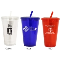 Double wall acrylic cup with straw, 16 oz. BPA free.... from ASI 36988 Artek...
