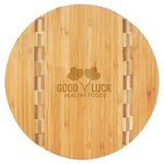 9 3/4" Round Bamboo Cutting Board with Butcher Block Inlay