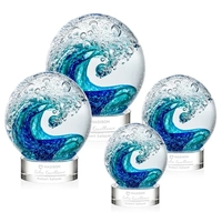 The magnificent Surfside Artglass award features a beautiful crashing blue...