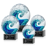 The magnificent Surfside Artglass award features a beautiful crashing blue...