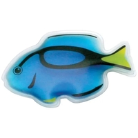 Tropical blue fish-shaped cold pack filled with cool soothing gel.... from...