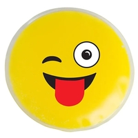 Winking face emoji cold pack filled with cool soothing gel.... from ASI 34415...