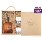 Laser-Engraved Triple Wood Box w/Etched Liquor + Glasses