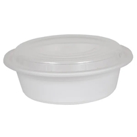 Round Plastic Food Container - White Base, Clear Lid