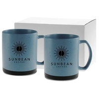 Matte, speckled retro finish ceramic mug. Black accent bottom to...