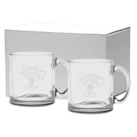 13 oz. Etched Clear Glass Coffee Mug Gift Set