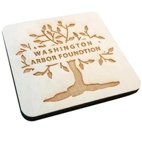 Birch wood coaster with 1/4" thickness and laser etched graphics.... from ASI...