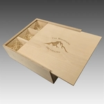 Triple Bottle Slide Top Wood Box with Engraved Lid