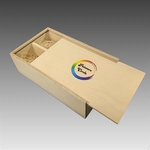 Double Bottle Slide Top Wood Box with Printed Lid