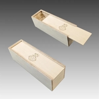 Single Bottle Slide Top Wood Box with Engraved Lid