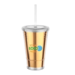 16 oz. Metallic Tumbler with Straw