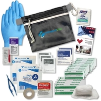 Simple first aid kit packaged in a sleek case, available in... from ASI 46170...