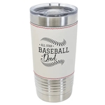 20 oz. Vacuum Insulated Baseball Themed Tumbler - Engraved