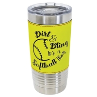 Laser-engraved insulated softball themed 20 oz. tumbler.... from ASI 45795...