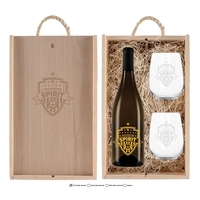 Wine gift set with a 750-milliliter bottle of chardonnay, two stemless......