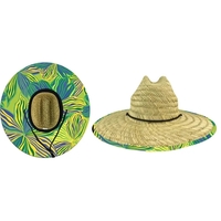Domestic Straw Hat With Custom Patch - Yellow Flowers