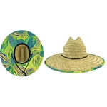 Domestic Straw Hat With Custom Patch - Yellow Flowers