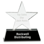 6.75" Clear Crystal Star on Black Pedestal Base