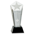 8.75" Crystal Frosted Star Column on Black Pedestal Base