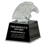 5.75" Clear Crystal Eagle Head on Black Pedestal Base