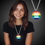 Rainbow Pride Light Up Round Medallion