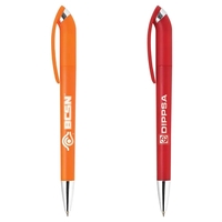 Twist-action ballpoint pen with a brightly solid color barrel with shining......