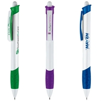 Click action plastic ballpoint pen comes with white barrel, colorful...