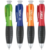 Plunge action mechanism pocket size pen. Stylish translucent color barrel...