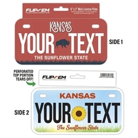 6" x 3" Flip 'Em Double-Sided Tear-Off Mini License Plate with... from ASI...
