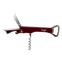 Foldable multi-purpose corkscrew and bottle opener with knife with imprint......