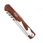 Wooden Wine and Bottle Opener with Knife