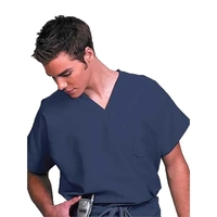 Fashion Seal - Poplin - Unisex 1-Pocket Scrub Top in Navy... from ASI 86018...
