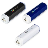 2,200 mAh rectangular portable power stick with USB and micro-USB ports.......
