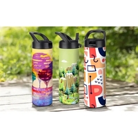 20 Oz. full color tumblers with black flip-top straw lid and... from ASI...