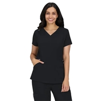 koi - Solis - Women's Ribbed V-Neck 4-Pocket Sari Scrub Top... from ASI 86018...